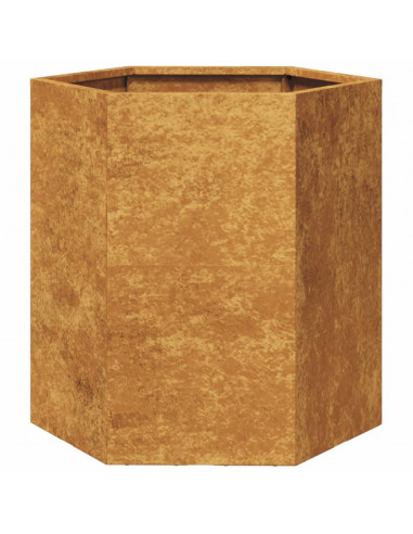 Fioriere da Giardino 2 pz Esagono 46x40x45cm in Acciaio Corten