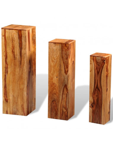 Supporti per Piante 3 pz in Massello di Sheesham Marrone