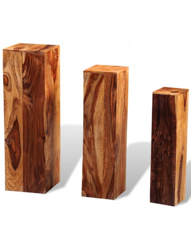 Supporti per Piante 3 pz in Massello di Sheesham Marrone