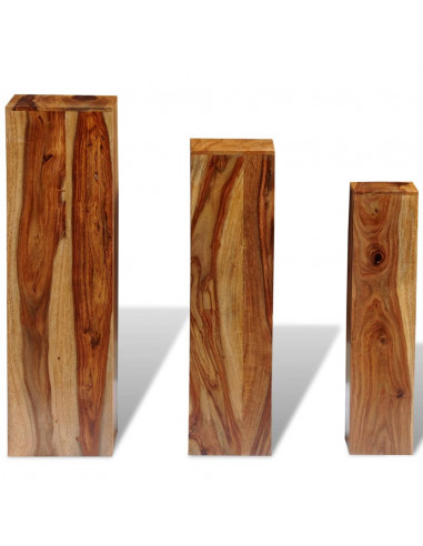 Supporti per Piante 3 pz in Massello di Sheesham Marrone