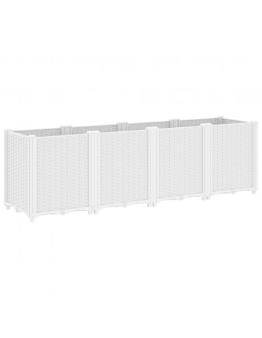 Fioriera da Giardino Bianca 160x40x53 cm in PP