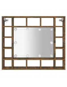 Mobile a Specchio con LED Rovere Fumo 91x15x76,5 cm 2