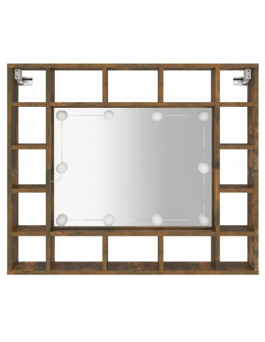 Mobile a Specchio con LED Rovere Fumo 91x15x76,5 cm