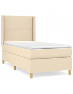 Giroletto a Molle con Materasso Crema 90x190 cm in Tessuto 2