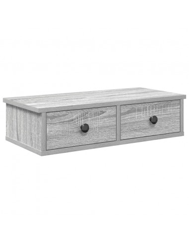 Scaffale a Parete con Cassetti Grigio 60x25x15 cm in Truciolato