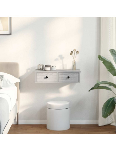 Scaffale a Parete con Cassetti Grigio 60x25x15 cm in Truciolato