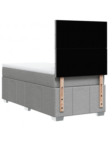 Giroletto a Molle con Materasso Grigio Chiaro 90x190 cm Tessuto