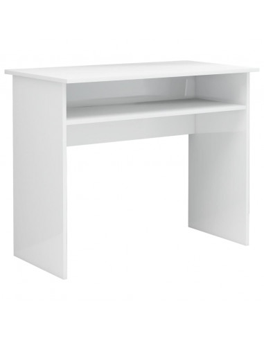 Scrivania Bianco Lucido 90x50x74 cm in Legno Multistrato