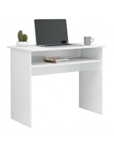 Scrivania Bianco Lucido 90x50x74 cm in Legno Multistrato