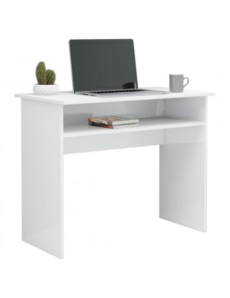Scrivania Bianco Lucido 90x50x74 cm in Legno Multistrato