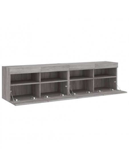 Mobili TV a Parete con Luci LED 2pz Grigio Sonoma 80x30x40 cm