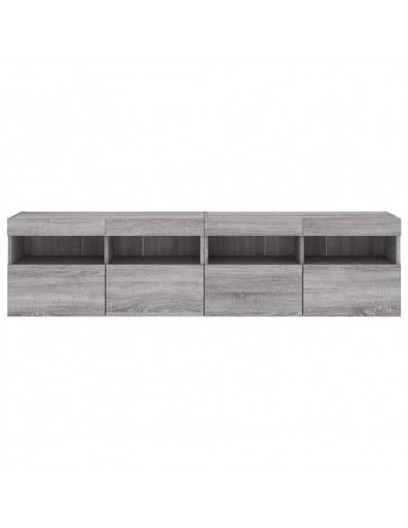 Mobili TV a Parete con Luci LED 2pz Grigio Sonoma 80x30x40 cm