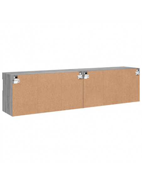 Mobili TV a Parete con Luci LED 2pz Grigio Sonoma 80x30x40 cm