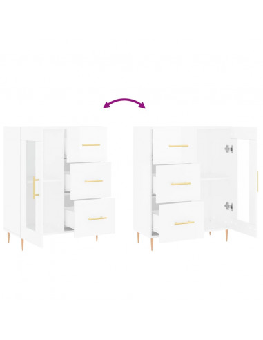 Credenza 69,5x34x90 cm in Legno Multistrato Bianco Lucido