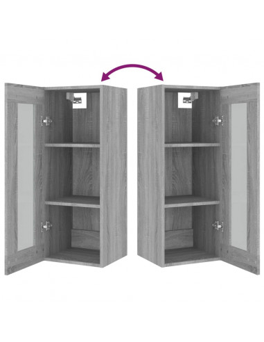 Armadietto Pensile a Parete Grigio Sonoma 34,5x34x90 cm