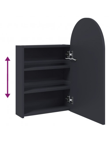 Armadietto Bagno con Specchio e LED ad Arco Grigio 42x13x70 cm