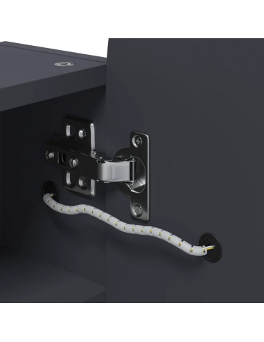 Armadietto Bagno con Specchio e LED ad Arco Grigio 42x13x70 cm