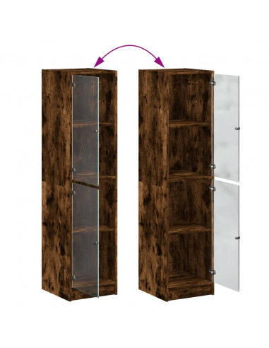Credenza con Ante in Vetro Rovere Fumo 35x37x142 cm