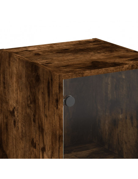 Credenza con Ante in Vetro Rovere Fumo 35x37x142 cm