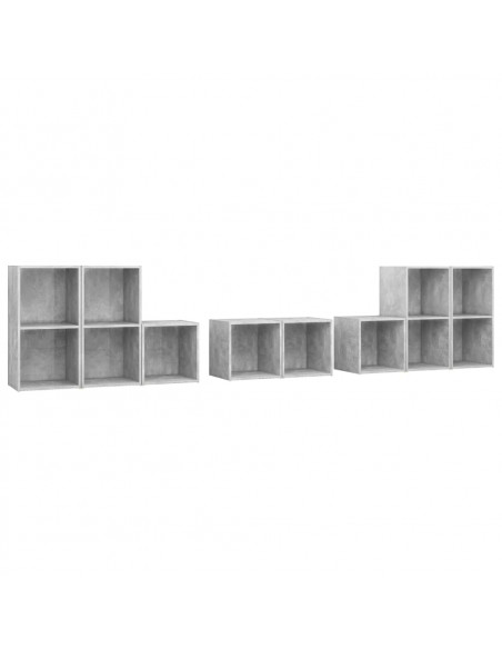 Set Mobili TV 8 pz Grigio Cemento in Truciolato