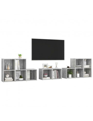 Set Mobili TV 8 pz Grigio Cemento in Truciolato
