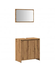 Set Mobili da Bagno 2 pz Rovere Artigianale Legno Multistrato 2
