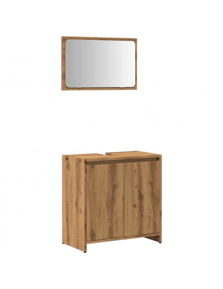 Set Mobili da Bagno 2 pz Rovere Artigianale Legno Multistrato