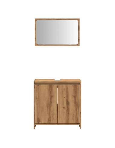 Set Mobili da Bagno 2 pz Rovere Artigianale Legno Multistrato