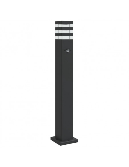 Lampada da Terra per Esterni con Sensore Nera 80cm in Alluminio