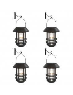 Lanterne Solari da Parete per Esterni 4 pz Bianche 2