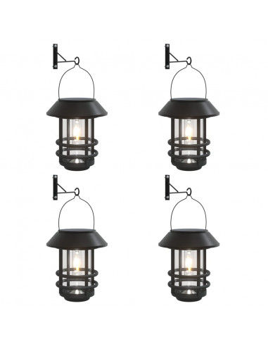 Lanterne Solari da Parete per Esterni 4 pz Bianche