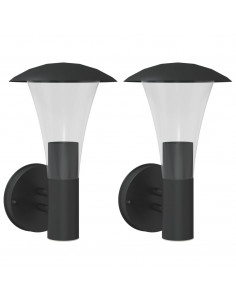 Applique da Esterno 2 pz Nere in Acciaio Inossidabile 2