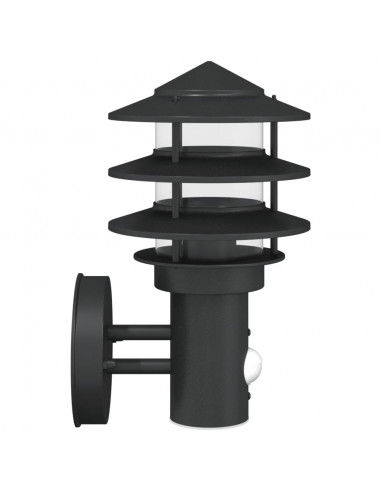 Applique da Esterno con Sensore Nera in Acciaio Inossidabile