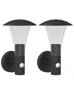 Applique per Esterno con Sensore 2 pz Nere in Acciaio Inox 2