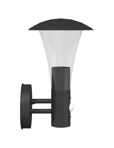 Applique per Esterno con Sensore 2 pz Nere in Acciaio Inox