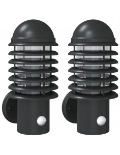 Applique per Esterno con Sensore 2 pz Nere in Acciaio Inox 2