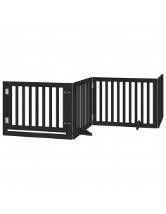 Cancello per Cani Porta Pieghevole Nero 4 Pannelli 320cm Pioppo 2