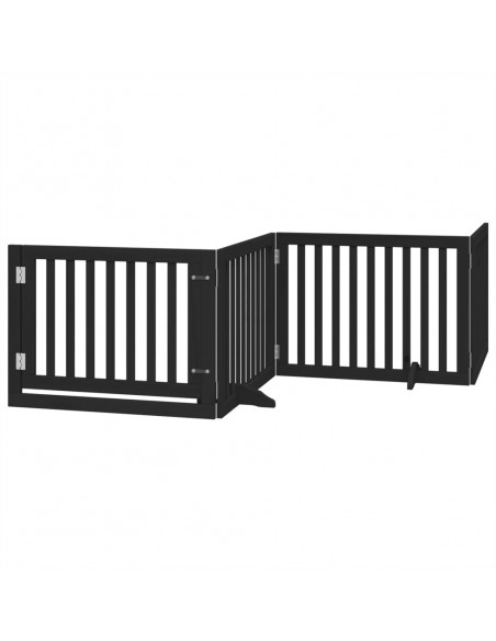 Cancello per Cani Porta Pieghevole Nero 4 Pannelli 320cm Pioppo