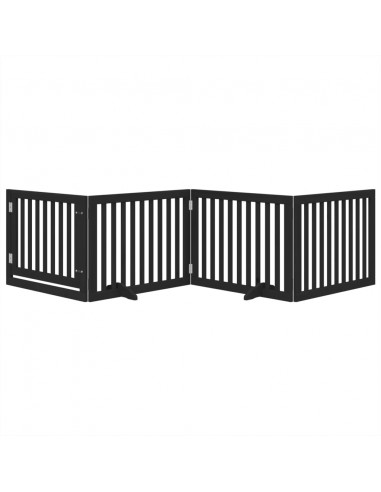 Cancello per Cani Porta Pieghevole Nero 4 Pannelli 320cm Pioppo