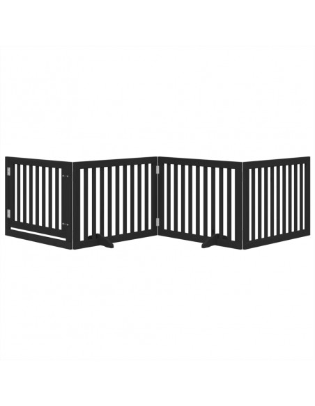 Cancello per Cani Porta Pieghevole Nero 4 Pannelli 320cm Pioppo