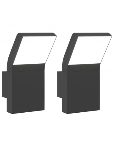 Applique per Esterni con LED 2 pz Nere Alluminio Pressofuso