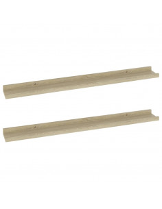 Mensole da Parete 2 pz Rovere Sonoma 80x9x3 cm 2