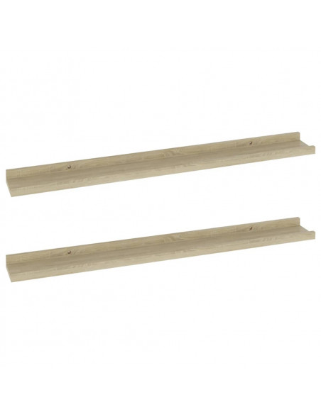 Mensole da Parete 2 pz Rovere Sonoma 80x9x3 cm