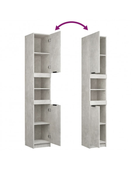 Mobile da Bagno Grigio Cemento 32x34x188,5 cm Legno Multistrato