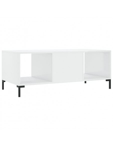Tavolino da Salotto Bianco Lucido 102x50x40cm Legno Multistrato