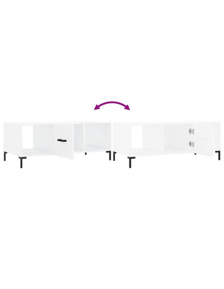Tavolino da Salotto Bianco Lucido 102x50x40cm Legno Multistrato