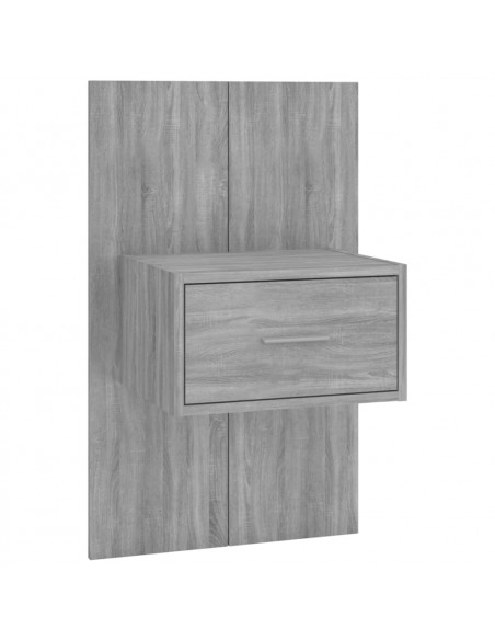 Testiera Letto con Comodini in Legno Multistrato Grigio Sonoma