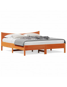 Giroletto con Testiera Marrone Cera 180x200 cm Massello Pino 2