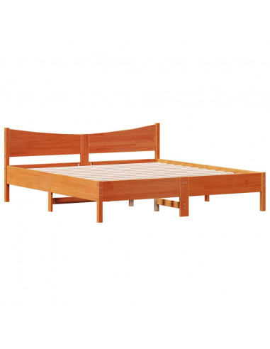 Giroletto con Testiera Marrone Cera 180x200 cm Massello Pino