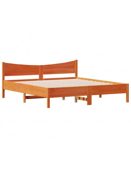 Giroletto con Testiera Marrone Cera 180x200 cm Massello Pino